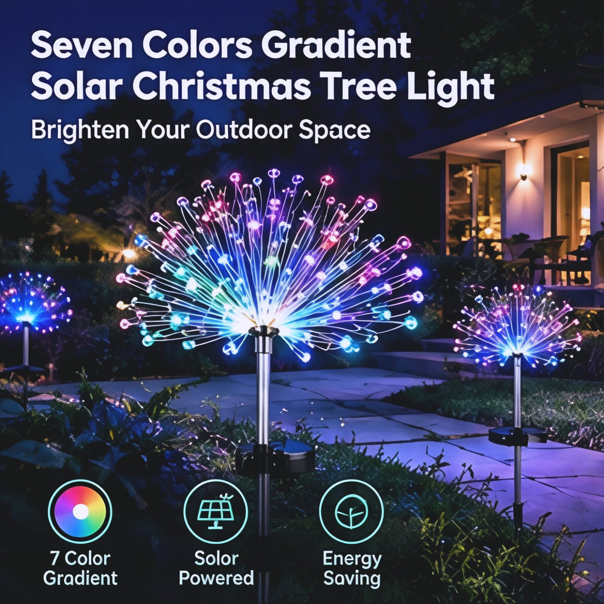 Seven Colors Gradient Solar Christmas Tree Light