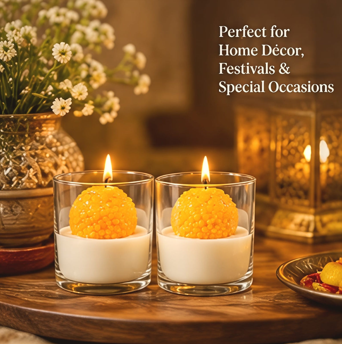 Glass Laddu Candle – Pack of 2